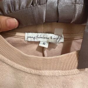 Young Fabulous & Broke Blush Crewneck velvet Sweatshirt